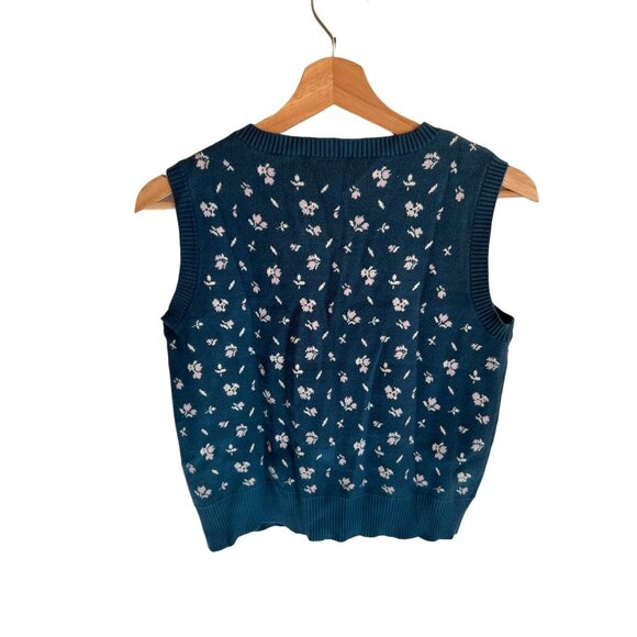 Wonder Blue Floral Sweater V-Neck Vest Girl's Size XXL NWT - Picture 3 of 4